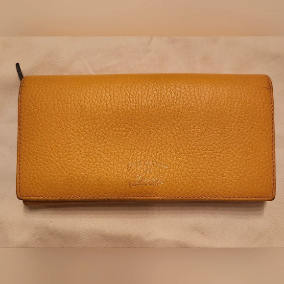 Gucci Orange Pebbled Leather Vintage Long Wallet - Picture 1 of 15